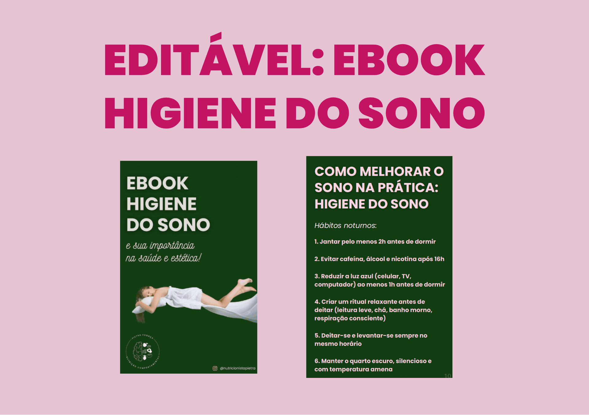 Modelo editável do ebook "Higiene do sono"